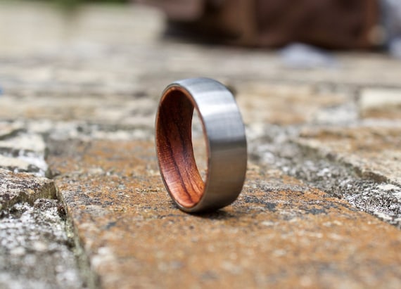 8mm Double Koa Wood Inlay Tungsten Wedding Bands For Men