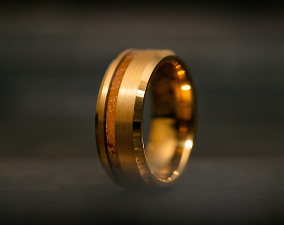 18k Gold Inlay Ring, Wood Ring, Wood Wedding Band, Wooden Ring, Wedding Band, Wooden Band, Wood Ring for Men, Gold Inlay Ring, 18 Karat Gold