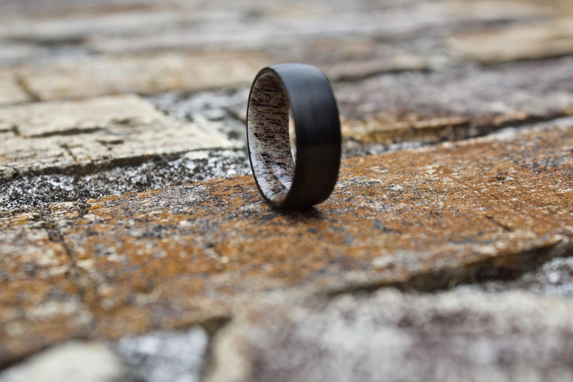 Black Antler Ring Mens Antler Ring Antler Wedding Band Mens | Etsy