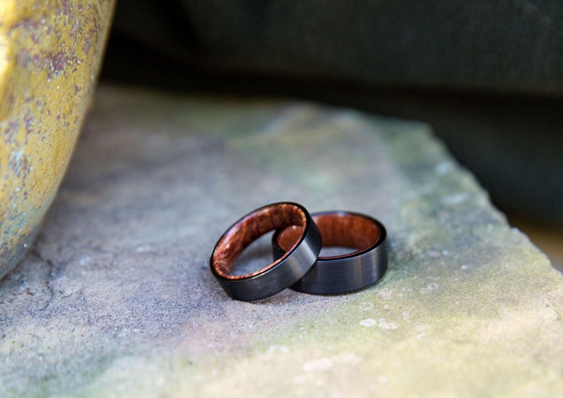 Mens Wedding Band Wood, Wedding Band, Koa Wood Ring, Wedding Band for Men, Mens Ring, Wedding Band for Men, Wood Wedding Band, Wood Inlay image 2