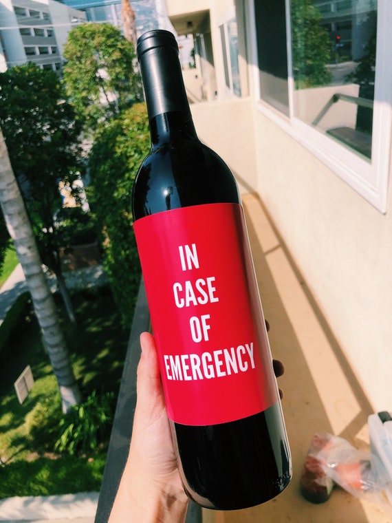 In Case Di Emergency Wine Label Divertente Etichetta Vino Etsy