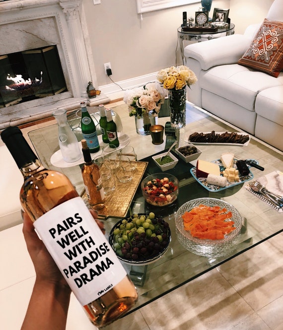 Pairs Well With Paradise Drama Wine Label Bachelor Viewing Etsy