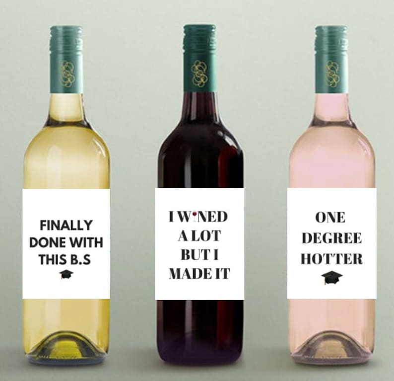 Graduation Wine Label Set graduation party decorations funny | Etsy