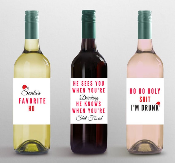 funny xmas wine labels