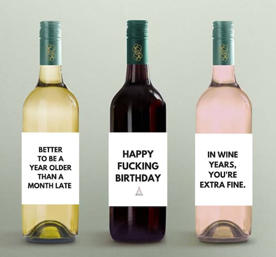 Grappige Verjaardag Wijn Etiketten Happy Fucking Verjaardag - Etsy Nederland