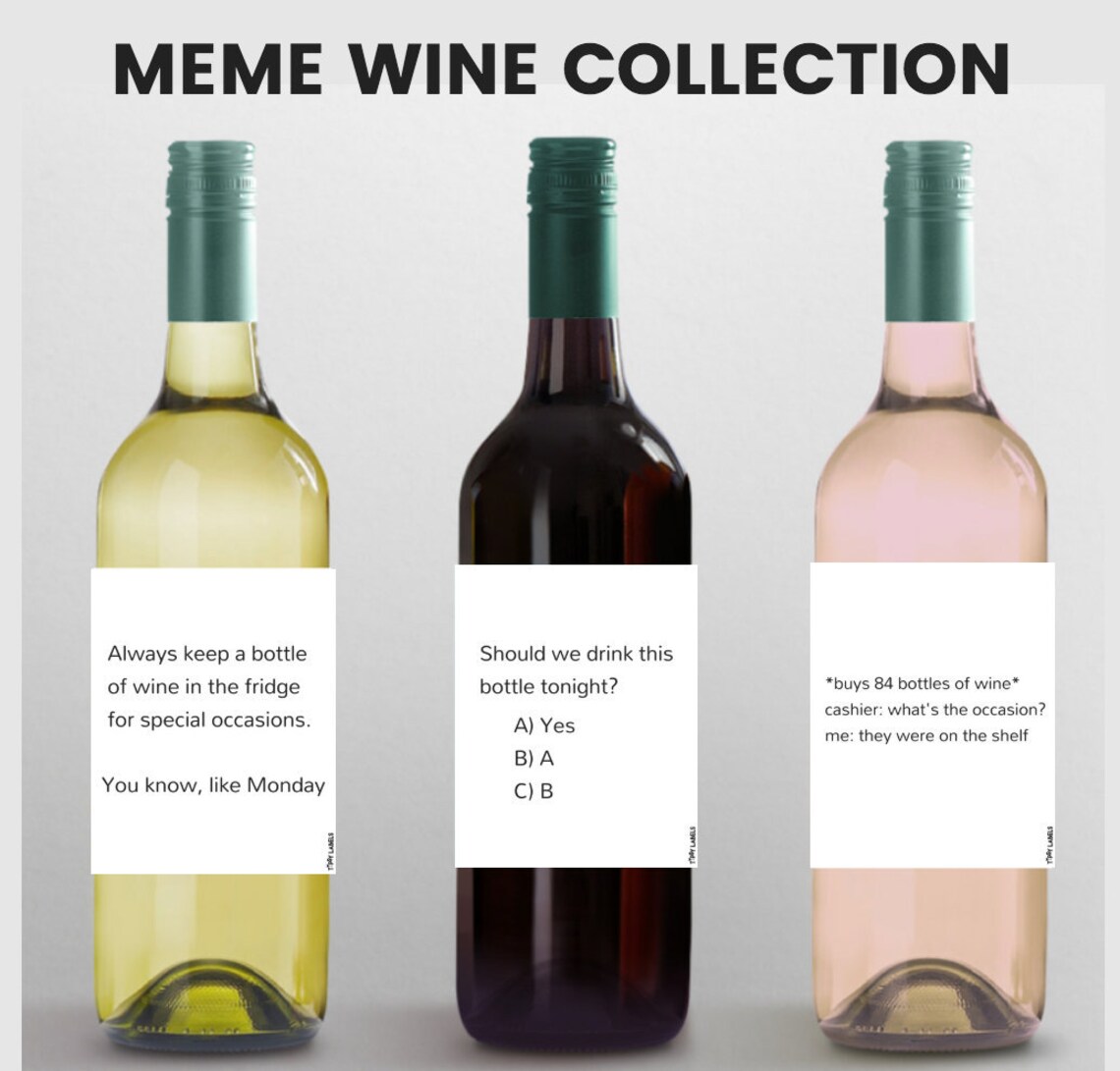 MEME WINE LABELS Lustige Wine Wednesday Wine Etsy