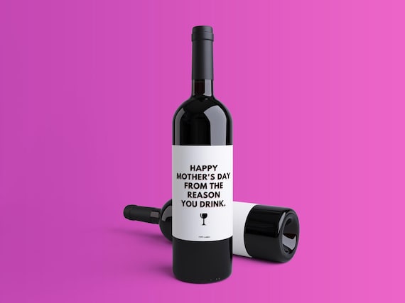 Funny Mothers Day Kraft Wine Bottle Label from Third Child Gift for Mum