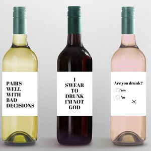Funny Wine Labels: Custom Wine Labels Hostess Gift Funny Gift Funny ...