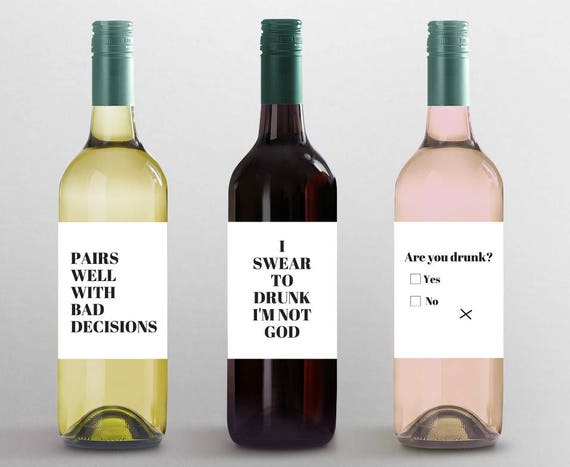 Etichette Di Vino Divertente Custom Wine Labels Hostess Etsy