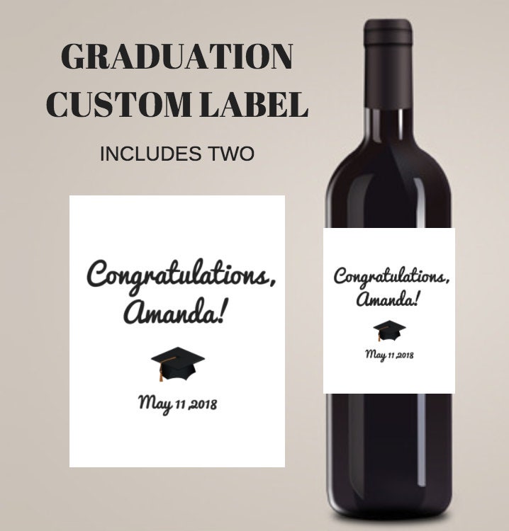 GRADUATION CUSTOM Wine Label (Includes TWO); graduation wine label, graduation party decorations, graduation decor, Congratulation gift