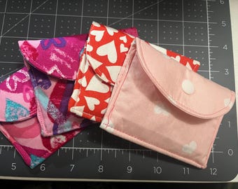 Valentine’s Day, Snap Coin Pouch, Small Pouch, Tiny Pocket Pal, AirPod holder, Teeny Padded Pouch, Coin Purse, Change Purse, Love, Hearts