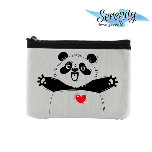 Panda | Novelty Coin Purse Wallet Pouch | Change Bag Mini Travel Purse For ID | cute heart