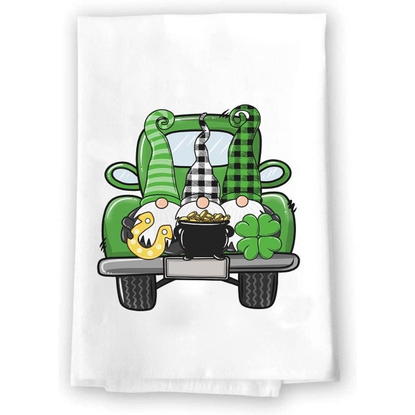 Saint Patrick's Day Home Decor | St. Patricks Decorative Towel |  Holiday Decoration |  Green Gnomes | Bathroom Handmade Hand Towel