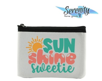 Sunshine Sweetie | Novelty Coin Purse Wallet Pouch | Change Bag Mini Travel Purse For ID | Summer fun