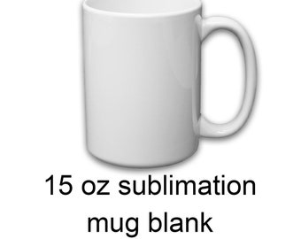 15 oz sublimation heat transfer press coffee mug blank | bright white mugs