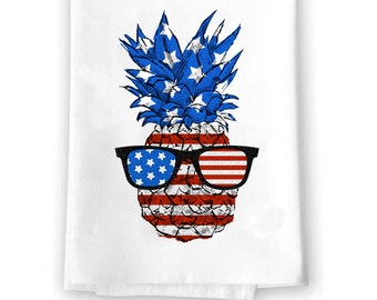Decorative Kitchen and Bath Hand Towels | USA Pineapple | Home Decor | Red White Blue Sunglasses