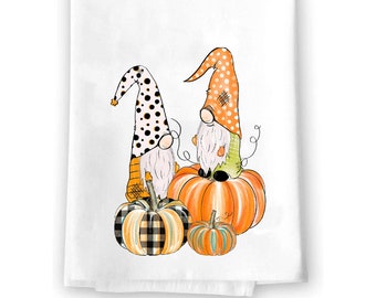 Gnome Kitchen Towel | Halloween Towel |  Hand Towel | Fall Gnome Decor | Fall Kitchen Towel | Pumpkin Gnomes Orange Black Cute Adorable