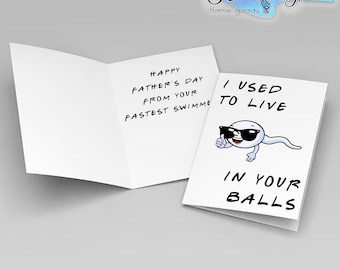 Funny Father&#39;s Day Card – I Used to Live in Your Balls – Hilarious Dad Card - Birthday Or Fathers Day