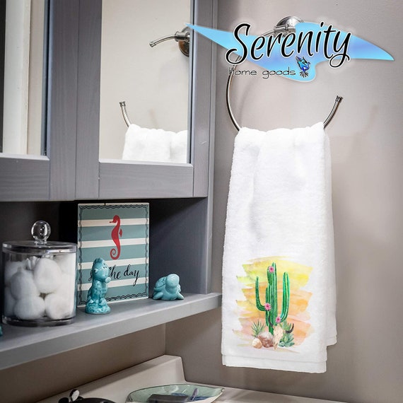 Decorative Kitchen and Bath Hand Towels Cactus Home Decor Sunset Summer Hand Towel Etsy Ireland