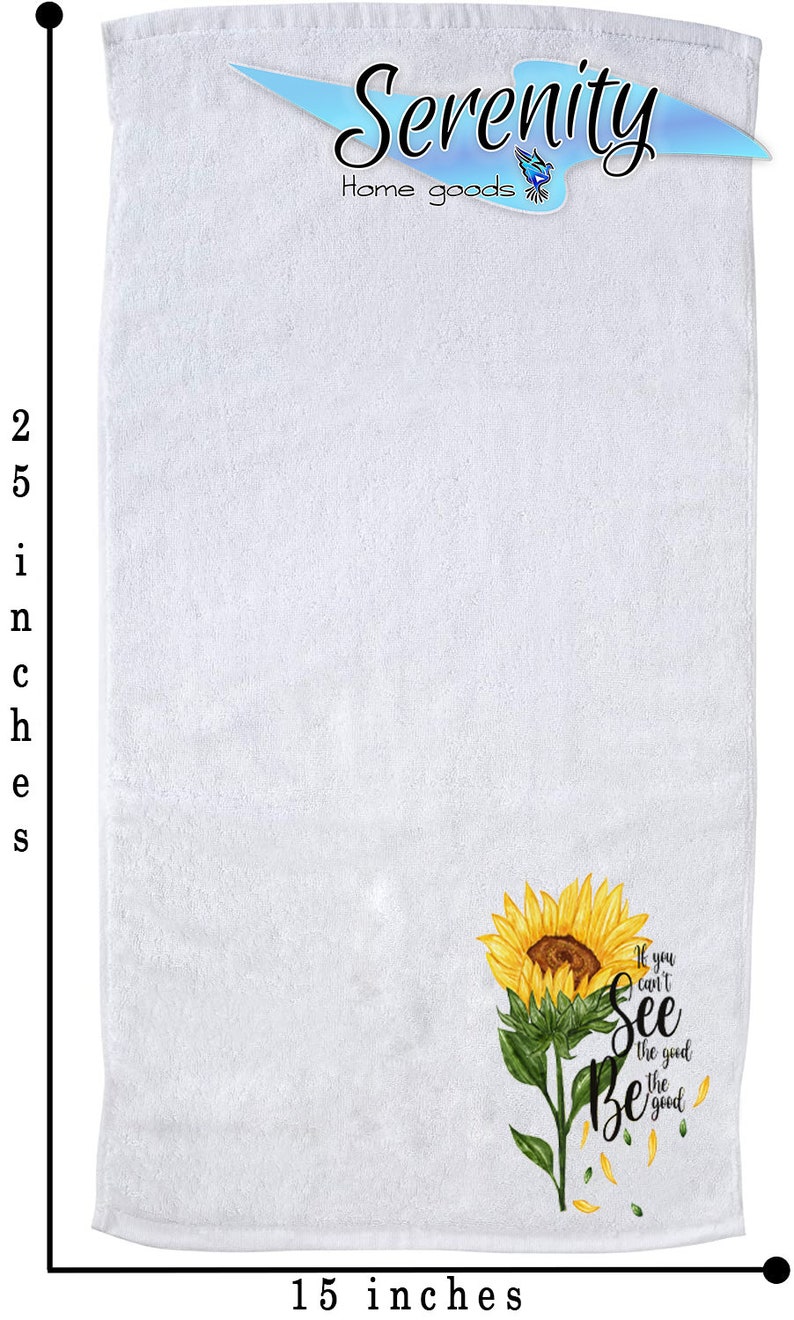 Sunflower Home Decor Kitchen and Bath Hand Towels Yellow Country Rustic Handmade Decorations image 2