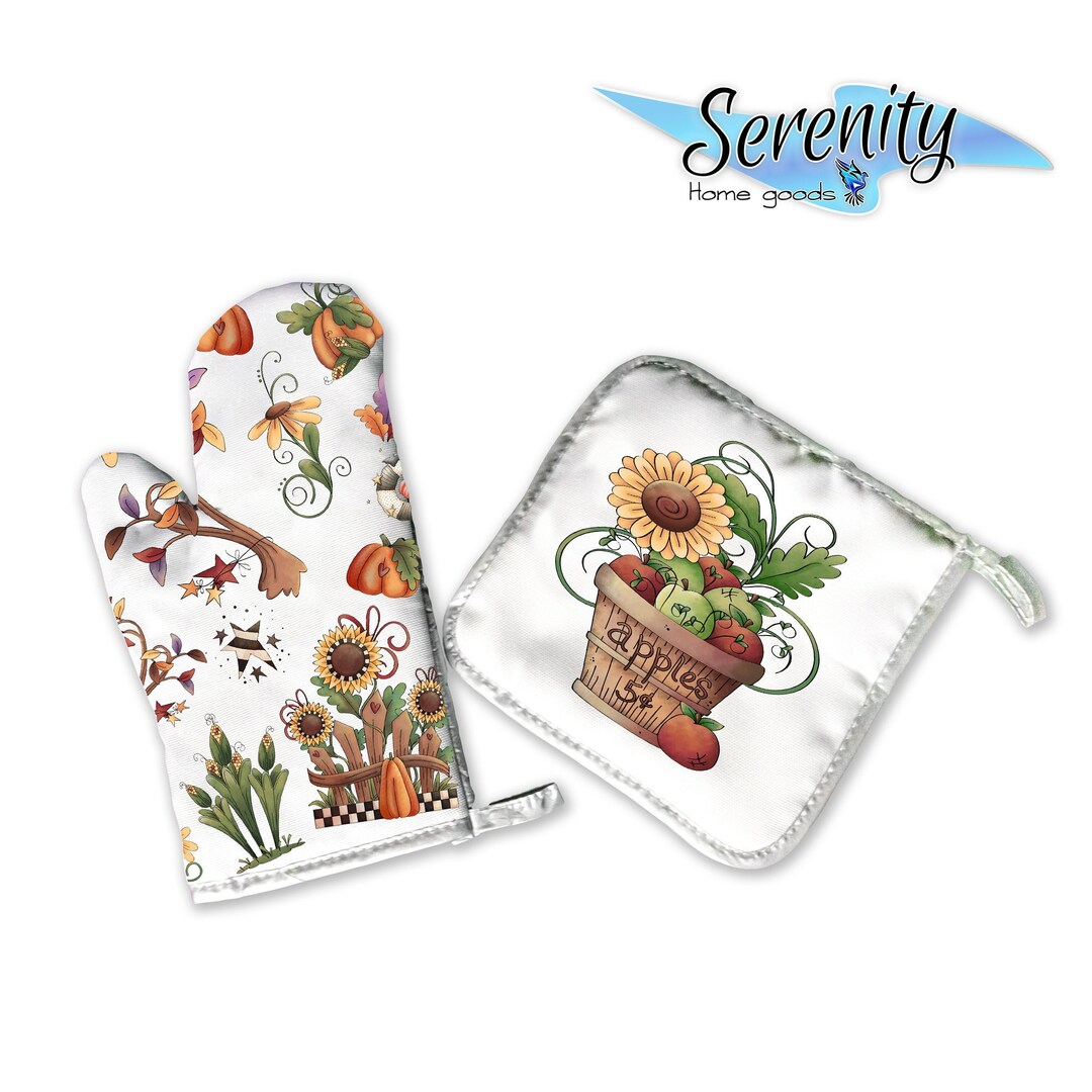 Decorative Kitchen Hot Plate Pot Holder Oven Mitt Apples Decor Kitchen Summer Decor Fall Summer