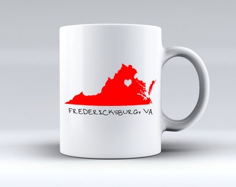 Fredericksburg Virginia State Map Coffee Mug - gift souvenir merchandise - 11 or 15 ounce oz