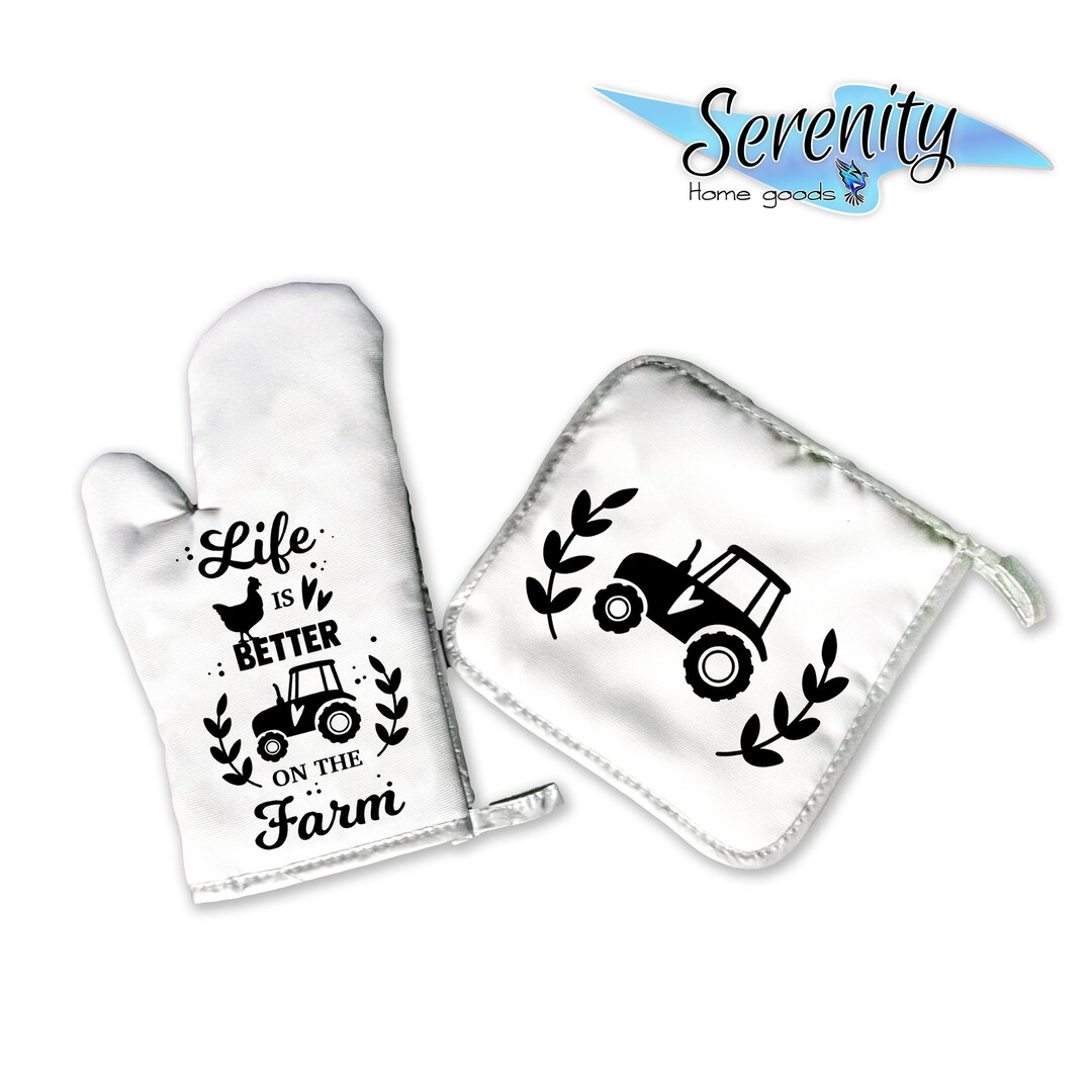 Decorative Kitchen Hot Plate Pot Holder Oven Mitt Set Life Etsy