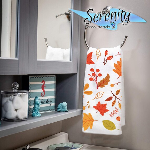 Decorative Kitchen and Bath Hand Towels Fall Leaves Full Print Fall Autumn Home Decor Orange Green Red Etsy Ireland