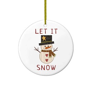 2021 Christmas Ornaments | Cute Rustic Snowman Let It Snow | Ceramic Handmade Ornament | XMAS Tree Decoration Gifts