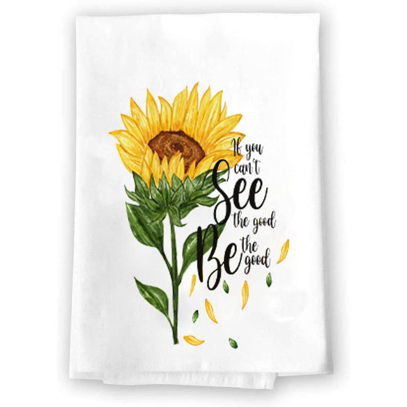 Sunflower Home Decor Kitchen and Bath Hand Towels Yellow Country Rustic Handmade Decorations image 1