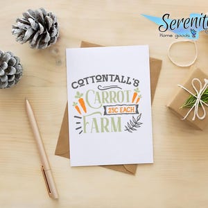 Cottontail’s Carrot Farm Easter Card – Rustic Bunny Greeting Card – Spring Farmhouse Decor – Easter Basket Stuffer – Funny Easter Card