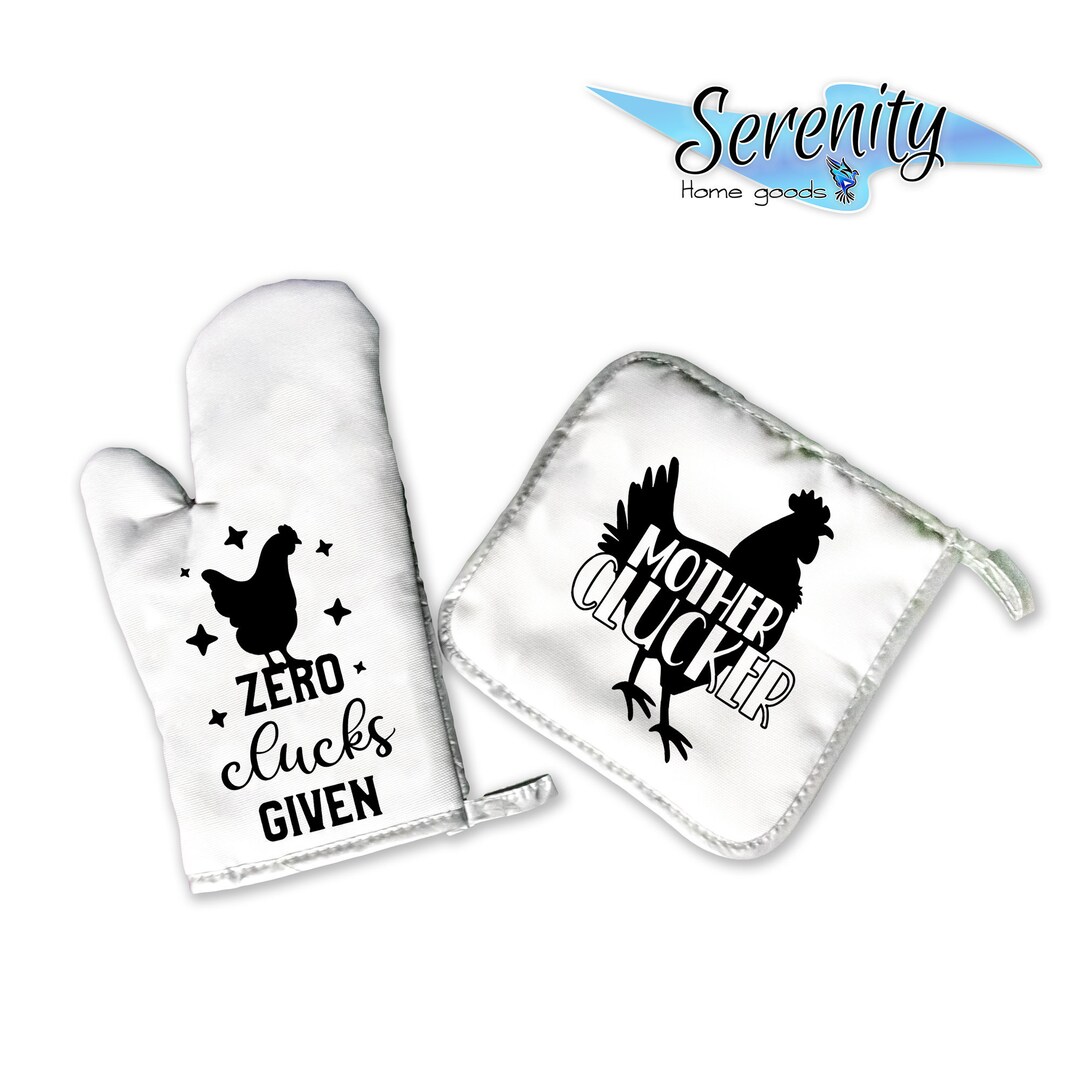 Decorative Kitchen Hot Plate Pot Holder Oven Mitt Zero Clucks Given Mother Clucker Farmhouse