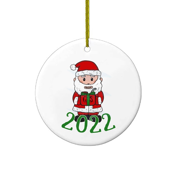 2022 Christmas Ornaments | Cute Santa Clause Holding Gas Can | 2022 Sucked Gas Ceramic Ornament | XMAS Decoration Gifts