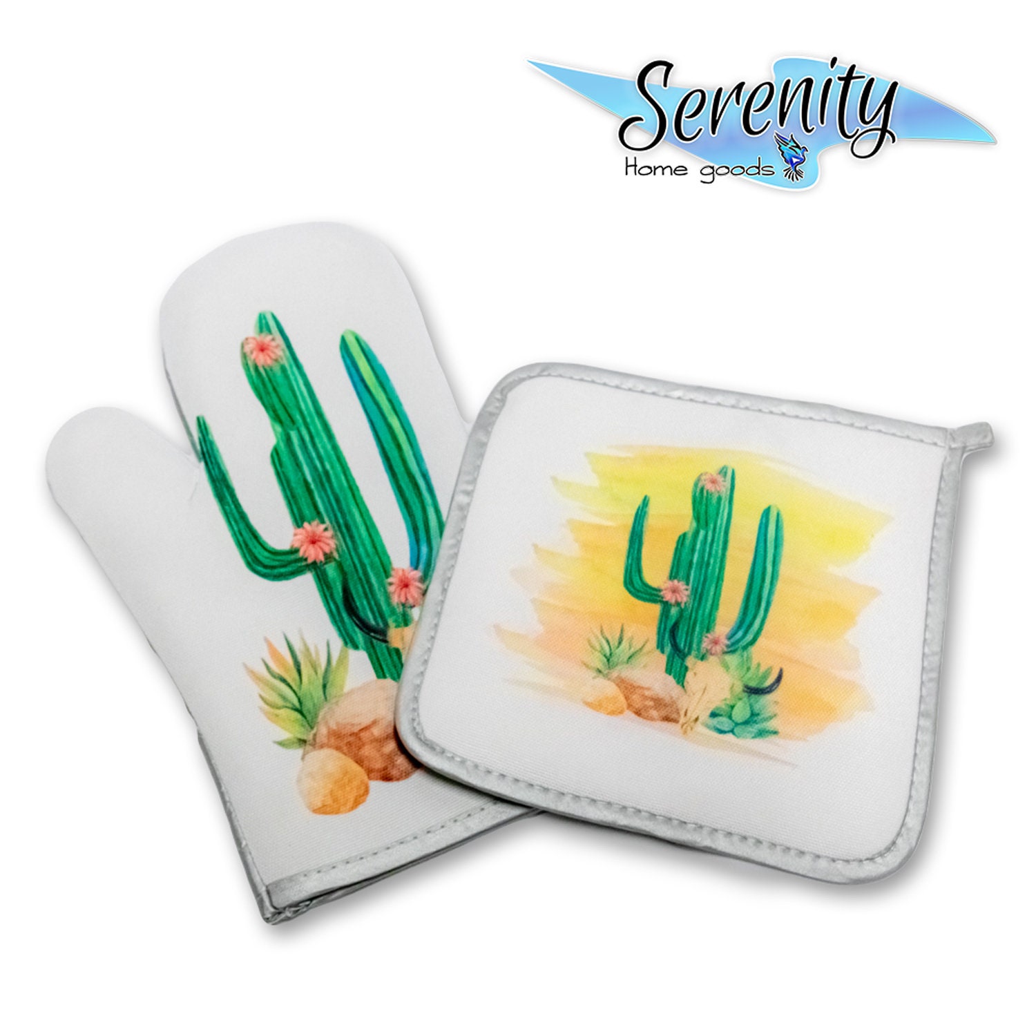 Decorative Kitchen Hot Plate Pot Holder Oven Mitt Set Desert Etsy
