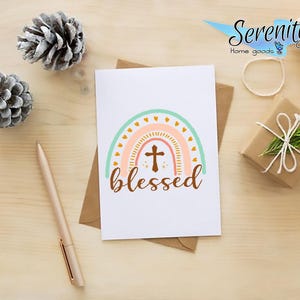 Carte de Pâques bénie - Carte de voeux chrétienne pour un ami - Cadeau de panier de Pâques religieux - Carte de vœux inspirante