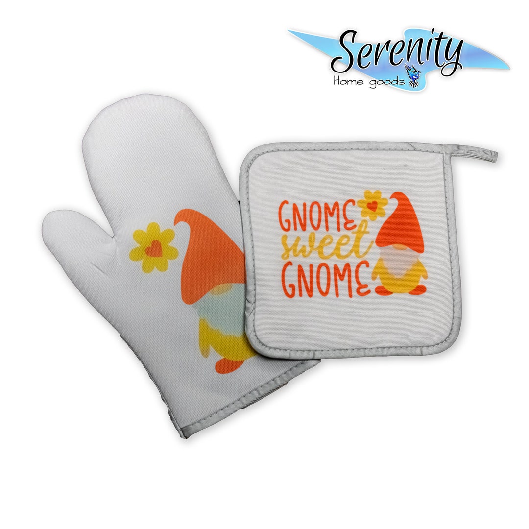 Decorative Kitchen Hot Plate Pot Holder Oven Mitt Gnome Sweet Gnome Yellow Home Decor Green Etsy