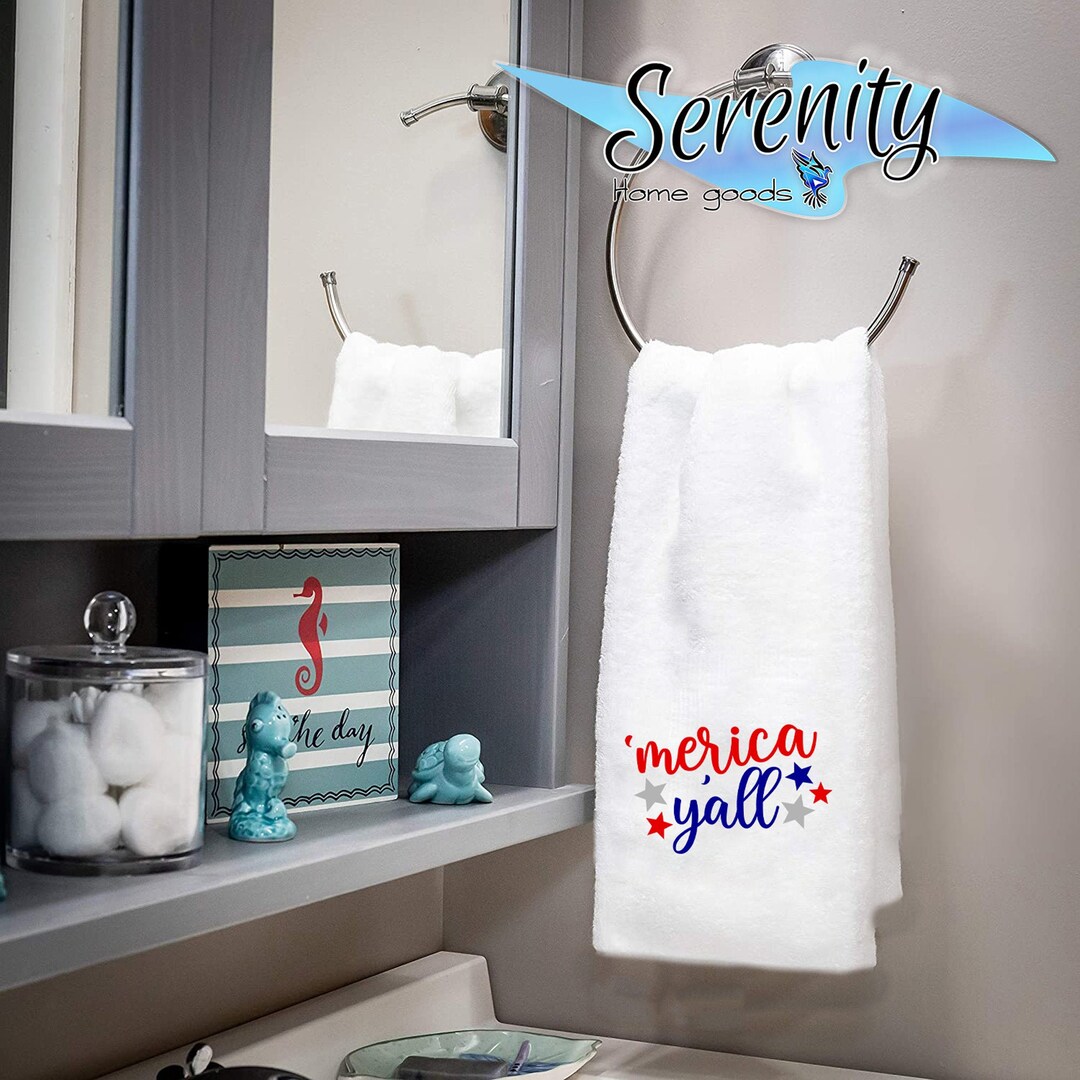 Decorative Kitchen and Bath Hand Towels Merica Yall USA Home Decor Red White Blue Etsy