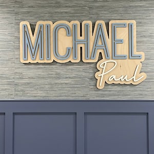 Large Custom Wood Name Sign, Nursery Name Sign, Boho Girl Name Sign, Above Crib Sign, Layered Baby Name Sign, Boy Name Sign, Cut Out Sign