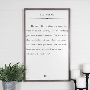 You Are Braver Than You Believe Book Page Sign, Book Page Wall Art, Farmhouse Sign, A.A. Milne Sign, Nursery Wall Decor, Framed Wood Signs