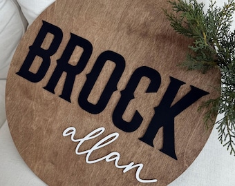Large Nursery Name Sign, Above Crib Sign, Round Name Sign, Baby Name Sign, Custom Name Sign, Boy Name Sign, Girl Nursery Sign, Nursery Decor