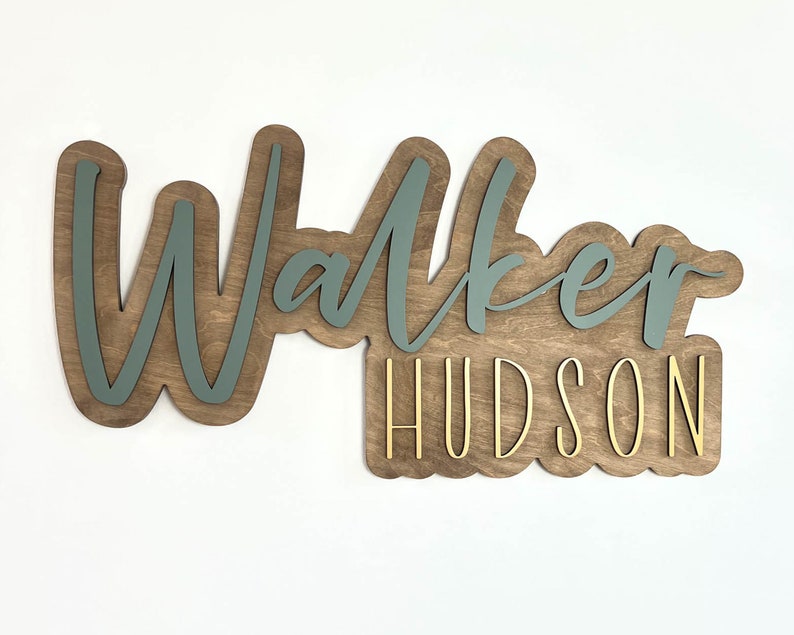 Large Custom Wood Name Sign, Nursery Name Sign, Boho Girl Name Sign, Above Crib Sign, Layered Baby Name Sign, Boy Name Sign, Cut Out Sign image 2