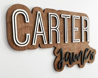 Large Custom Wood Name Sign, Nursery Name Sign, Boho Girl Name Sign, Above Crib Sign, Layered Baby Name Sign, Boy Name Sign, Cut Out Sign