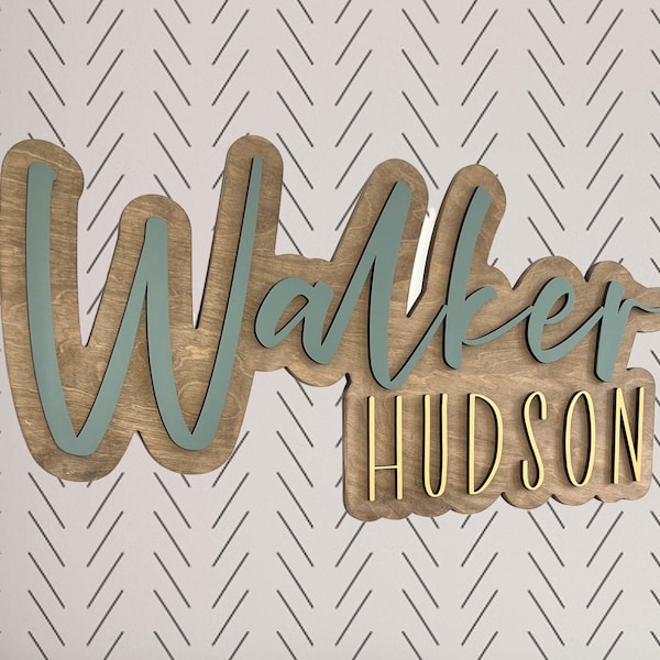 Large Custom Wood Name Sign, Nursery Name Sign, Boho Girl Name Sign, Above Crib Sign, Layered Baby Name Sign, Boy Name Sign, Cut Out Sign