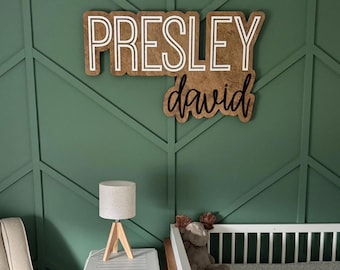 Large Custom Wood Name Sign, Nursery Name Sign, Boho Girl Name Sign, Above Crib Sign, Layered Baby Name Sign, Boy Name Sign, Cut Out Sign