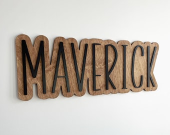 Large Custom Wood Name Sign, Nursery Name Sign, Boho Girl Name Sign, Above Crib Sign, Layered Baby Name Sign, Boy Name Sign, Cut Out Sign