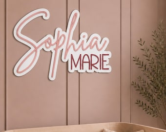 Large Custom Wood Name Sign, Nursery Name Sign, Boho Girl Name Sign, Above Crib Sign, Layered Baby Name Sign, Boy Name Sign, Cut Out Sign