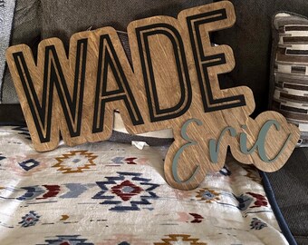 Large Custom Wood Name Sign, Nursery Name Sign, Boho Girl Name Sign, Above Crib Sign, Layered Baby Name Sign, Boy Name Sign, Cut Out Sign