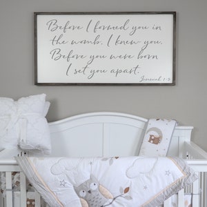 Before I Formed You In The Womb I Knew You Sign, Scripture Wall Art, Nursery Decor, Nursery Wall Art, Wood Sign,Baby Girl Gift, Jeremiah 1 5