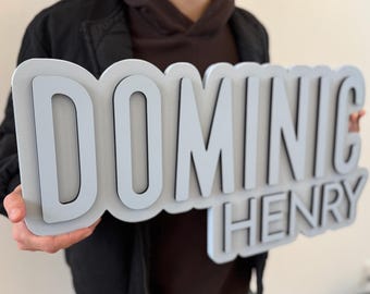 Large Custom Wood Name Sign, Nursery Name Sign, Boho Girl Name Sign, Above Crib Sign, Layered Baby Name Sign, Boy Name Sign, Cut Out Sign