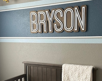 Large Custom Wood Name Sign, Nursery Name Sign, Boho Girl Name Sign, Above Crib Sign, Layered Baby Name Sign, Boy Name Sign, Cut Out Sign